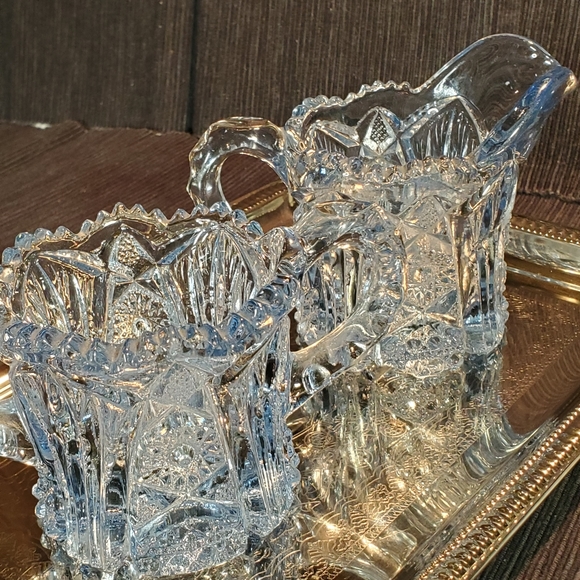 Antique American Brilliant Blue Creamer & Sugar - Picture 2 of 16
